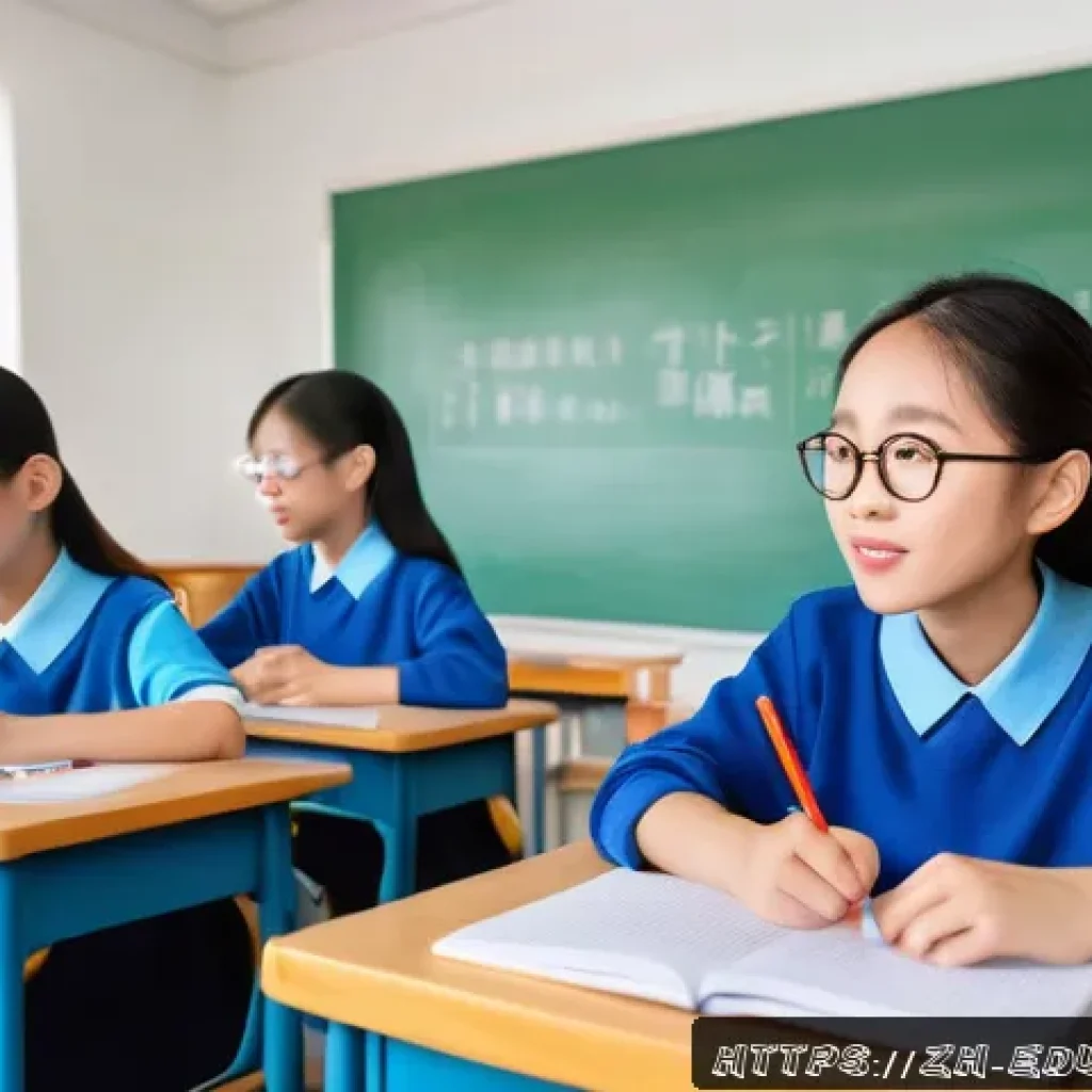 학습 부진아 지원 방법 - A modern Chinese classroom scene showing a diverse group of middle school students attentively engag...