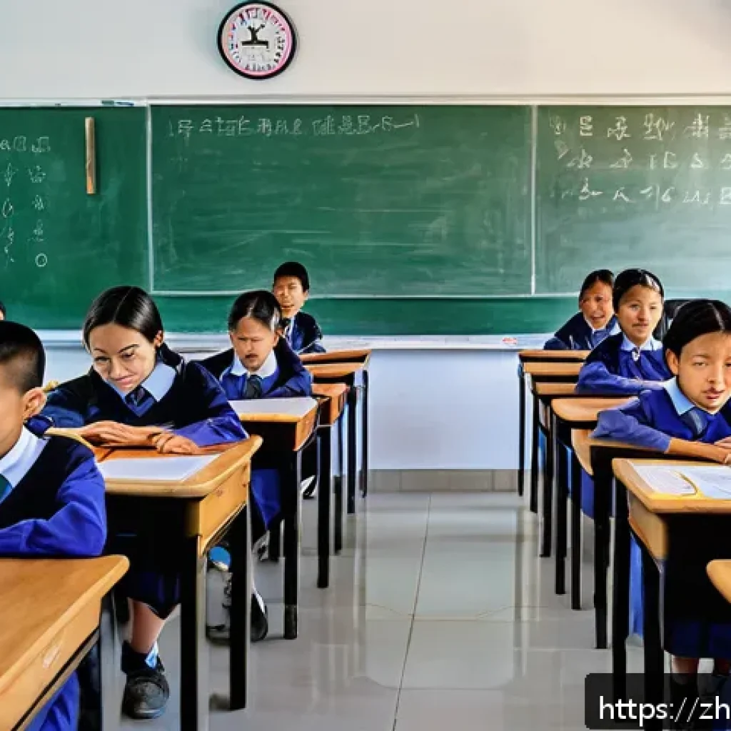 글로벌 교육지표 분석 - A detailed, realistic scene showing a contrast between a modern urban school and a rural school in C...